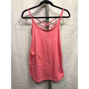 Athletic Tank Top Coral Crisscross Back Sleeveless Women